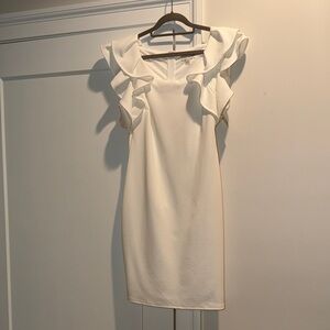 She & Sky Elegant White Ruffle Dress